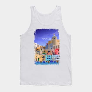 Naples Italy Italian Vintage Minimal Retro Travel Poster Tank Top